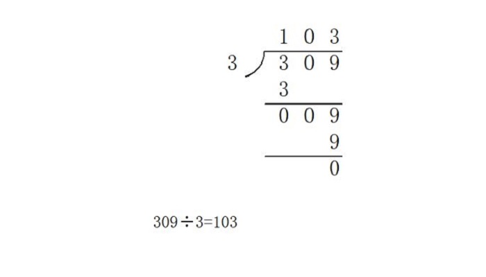 309÷3的竖式怎么写 309÷3的竖式要怎么写