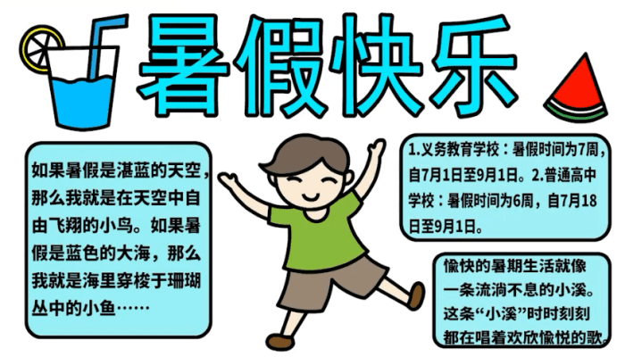 ​小学生暑假手抄报 ​小学生暑假手抄报怎么画