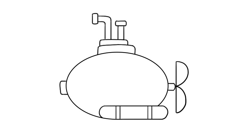 潜水艇简笔画的教程  潜水艇简笔画的画法