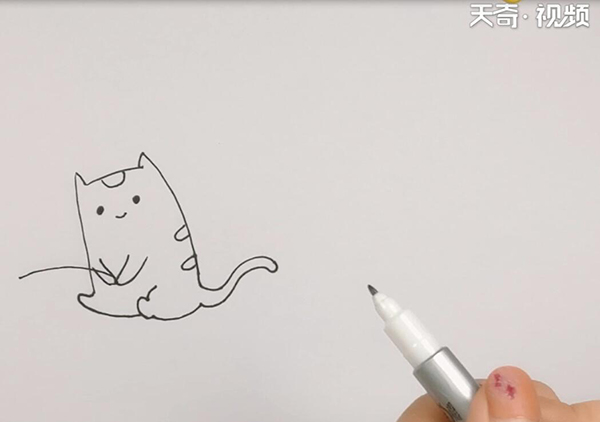 小猫钓鱼简笔画