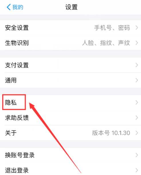 支付宝隐私开关在哪里