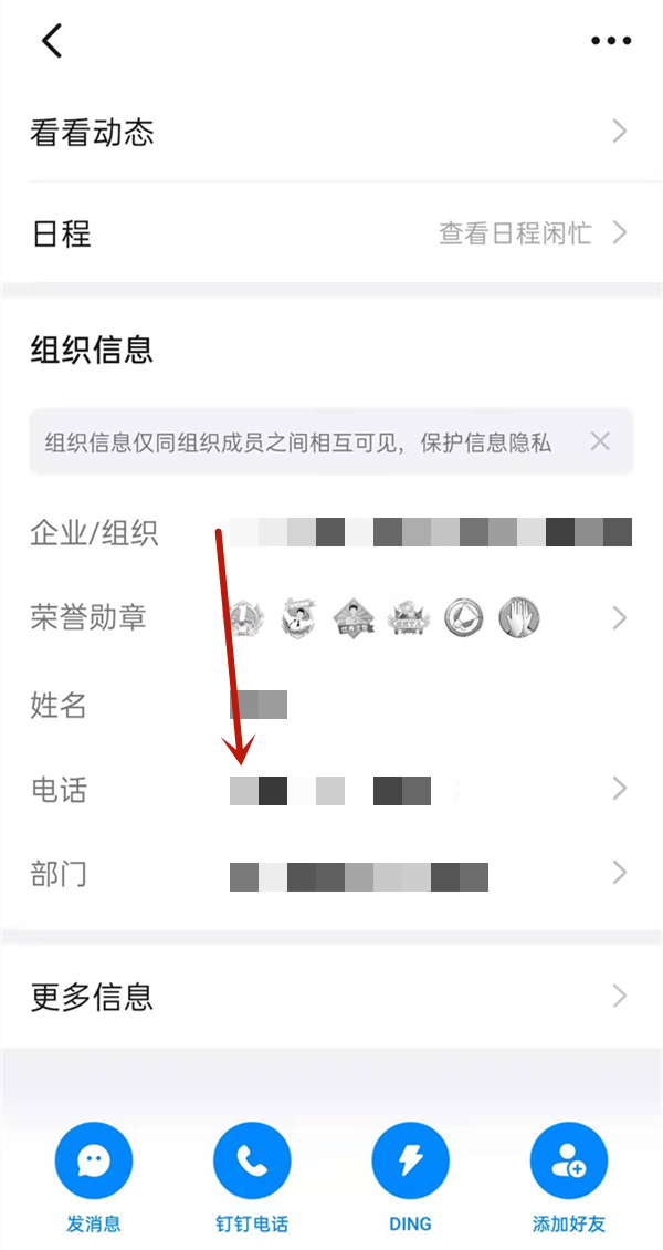 钉钉怎么看别人手机号