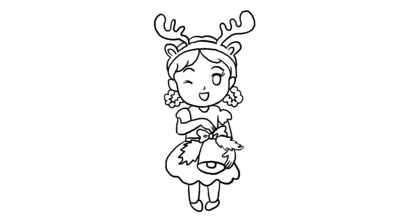 鹿角女孩简笔画