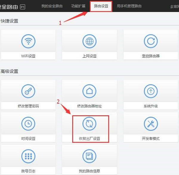 360P1路由器怎么恢复出厂设置