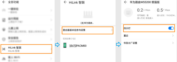华为路由WS5200怎么关闭指示灯