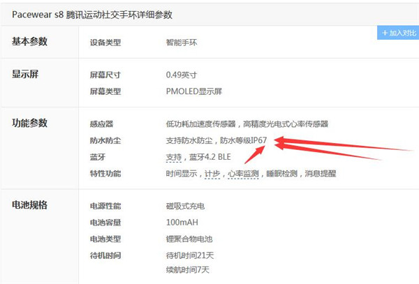 腾讯PacewearS8手环防水能力怎么样