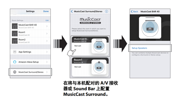 雅马哈WX-021回音壁音箱怎么使用两台音箱作为环绕声扬声器