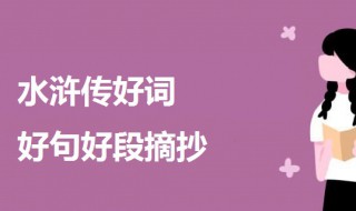 水浒传好词好句好段摘抄大全 一起来了解一下