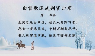 白雪歌送武判官归京原文翻译及赏析 白雪歌送武判官归京作者是谁