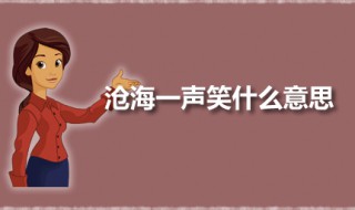 沧海一声笑什么意思 沧海一声笑是什么歌
