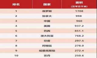 国家面积排名 我国排第三