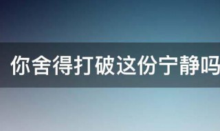 你舍得打破这份宁静吗是什么意思 你舍得打破这份宁静的表情包