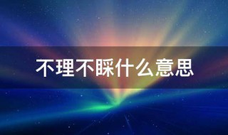 不理不睬什么意思 理睬不理不睬