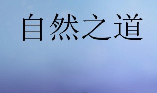 自然之道的理解（自然之道的理解和感悟）