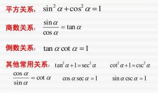 sin,cos,tan等量关系式（sin cos tan关系式）