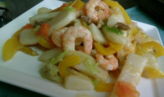 彩椒冬笋炒虾仁 青椒冬笋炒虾仁