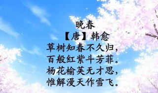 韩愈的晚春中描写百花盛开的句子 韩愈的晚春中描写百花盛开的句子有哪些