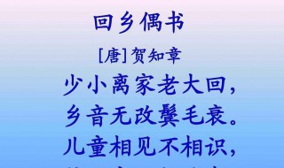 回乡偶书古诗原文（回乡偶书古诗原文及翻译注释）