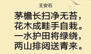 书湖阴先生壁原文 书湖阴先生壁原文译文诗歌鉴赏