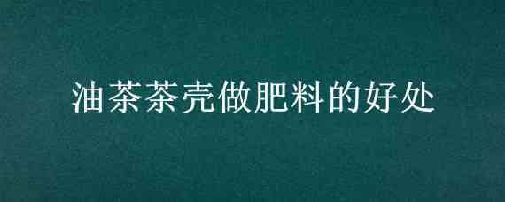 油茶茶壳做肥料的好处（茶油可以做肥料吗）