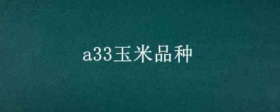 a33玉米品种 303玉米种子