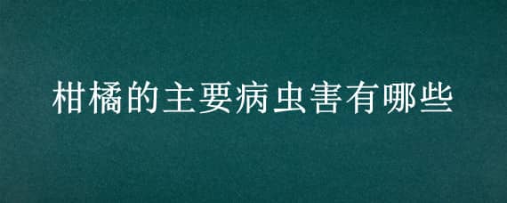 柑橘的主要病虫害有哪些 柑橘的主要病虫害有哪些种类