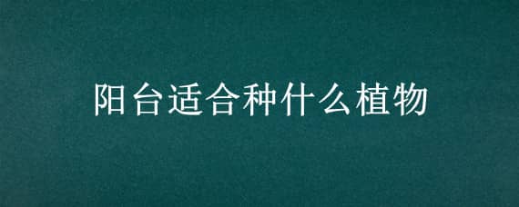 阳台适合种什么植物 家中阳台适合种什么植物