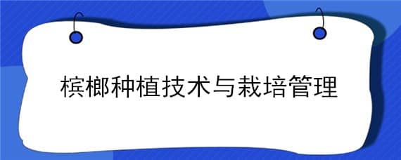 槟榔种植技术与栽培管理 槟榔种植技术与栽培管理视频