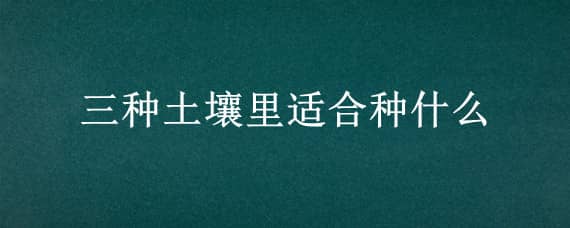 三种土壤里适合种什么（三种土壤里适合种什么花）