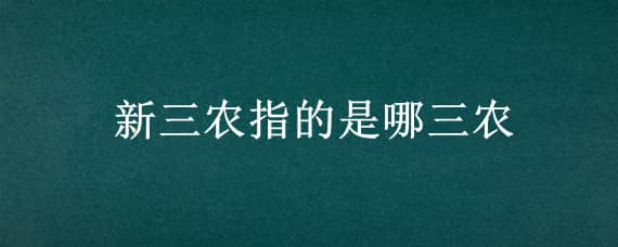 新三农指的是哪三农（三农指什么）