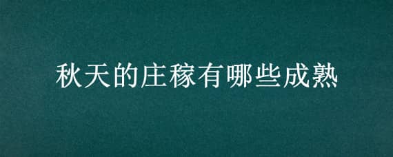 秋天的庄稼有哪些成熟（秋天的庄稼成熟有哪些有这些）