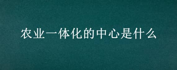 农业一体化的中心是什么（农业产业一体化发展的标志是什么）