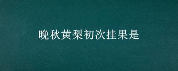 晚秋黄梨初次挂果是（晚秋黄梨初次挂果是什么时候）