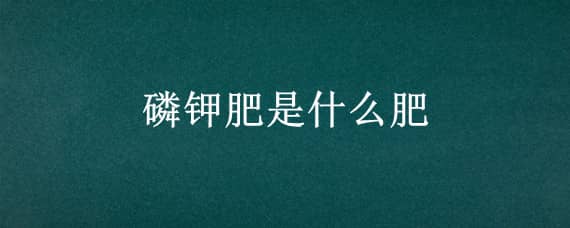 磷钾肥是什么肥 磷钾肥是什么肥包括复合肥吗