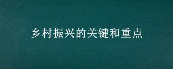 乡村振兴的关键和重点（乡村振兴的关键环节）