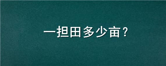 一担田多少亩（一担地等于多少亩）