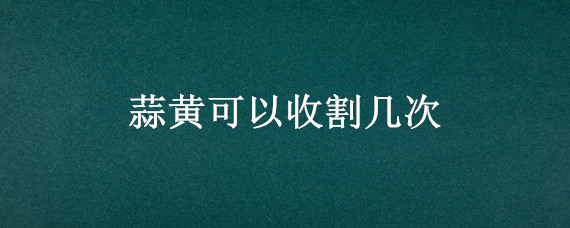 蒜黄可以收割几次 蒜黄收割后蒜的处理