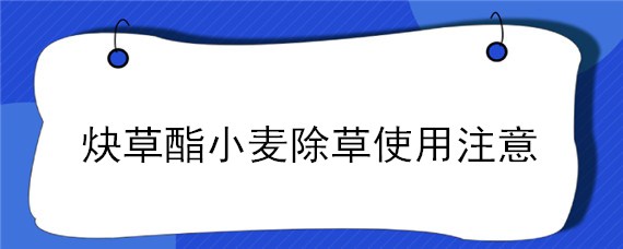 炔草酯小麦除草使用注意（炔草酯小麦多大可以用）