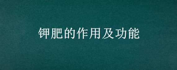 钾肥的作用及功能 钾肥的作用及功能介绍