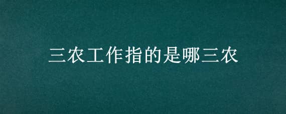 三农工作指的是哪三农（三农工作指的是哪三农工作）