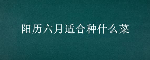 阳历六月适合种什么菜（农历六月可以种什么菜最合适）