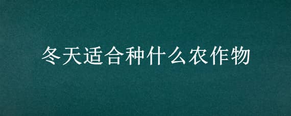 冬天适合种什么农作物（冬天适合种什么农作物和水果）