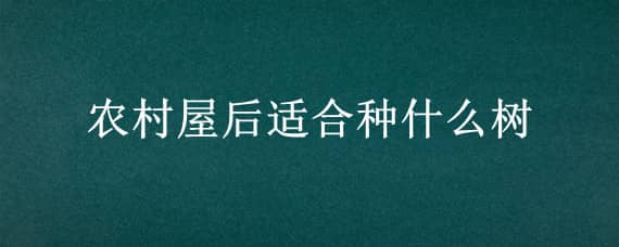 农村屋后适合种什么树（屋后适合栽种什么树）