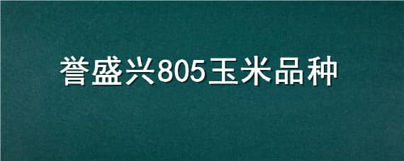 誉盛兴805玉米品种（誉盛兴805玉米品种是什么粱）