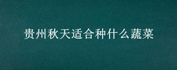 贵州秋天适合种什么蔬菜 贵州秋冬季种什么蔬菜