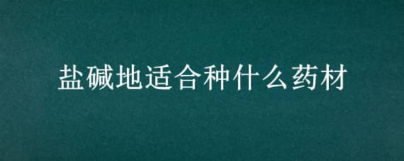 盐碱地适合种什么药材 盐碱地适合种什么中药材