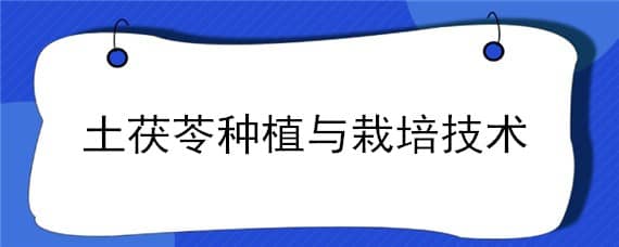 土茯苓种植与栽培技术（土茯苓种植与栽培技术书籍）