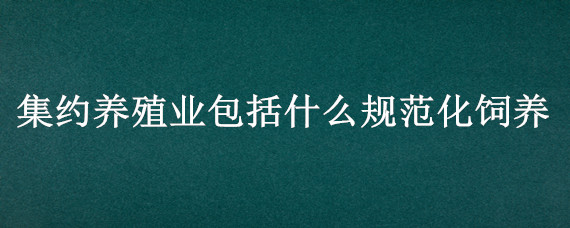 集约养殖业包括什么规范化饲养（集约养殖业包括 规范化饲养）