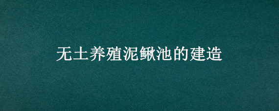 无土养殖泥鳅池的建造 无土泥鳅池建设