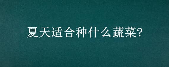 夏天适合种什么蔬菜?（广东夏天适合种什么蔬菜）